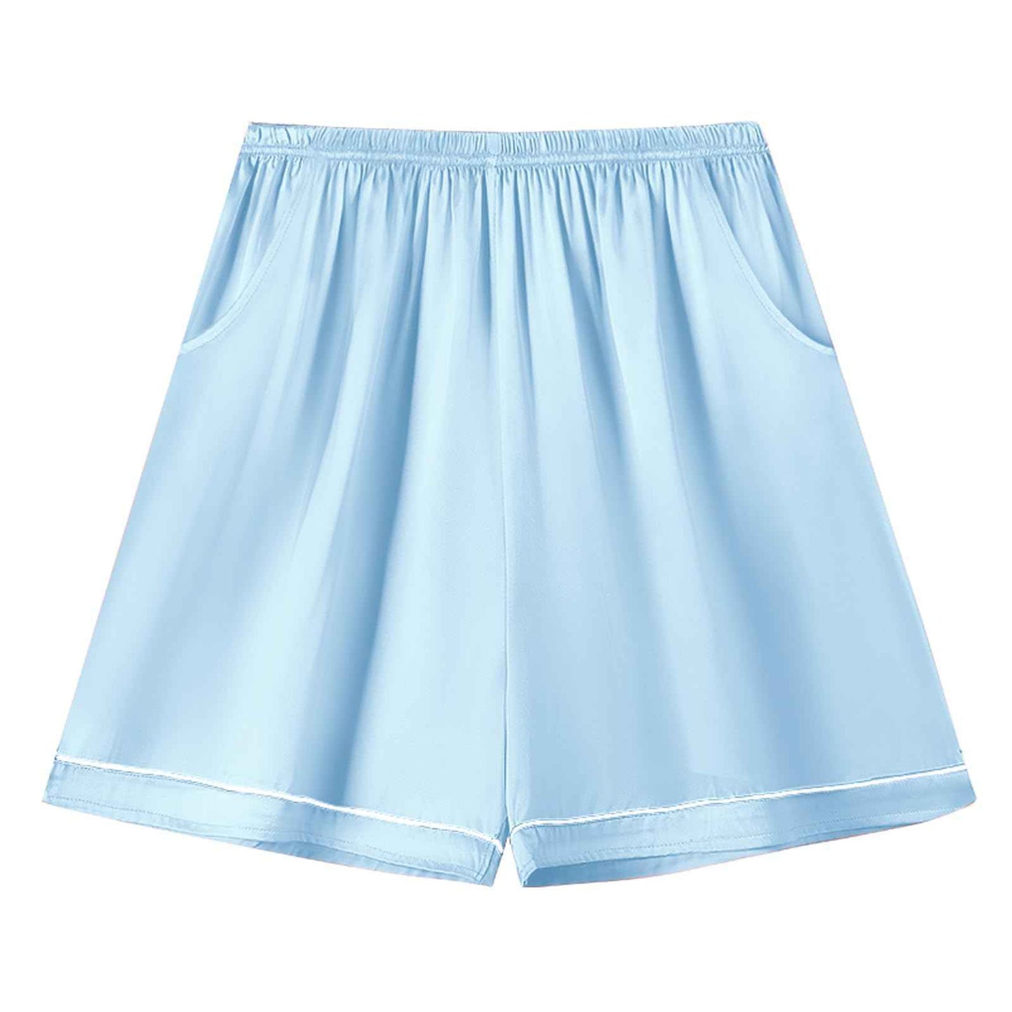 Satin Pajamas for Girls Silk Button Down PJ Set Sleepwear, Blue, 13-14 Years