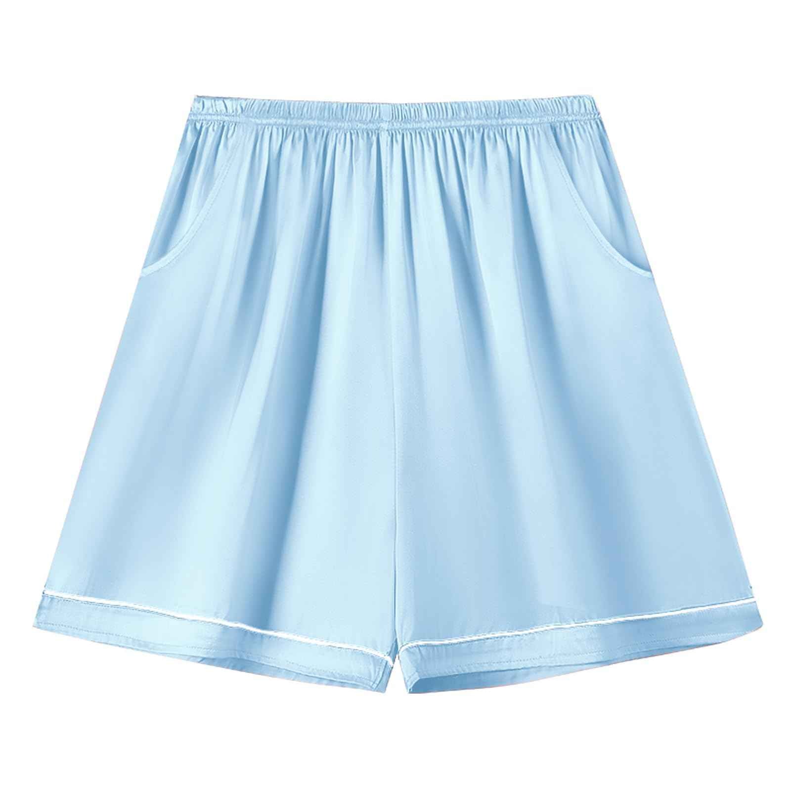 Satin Pajamas for Girls Silk Button Down PJ Set Sleepwear, Blue, 13-14 Years