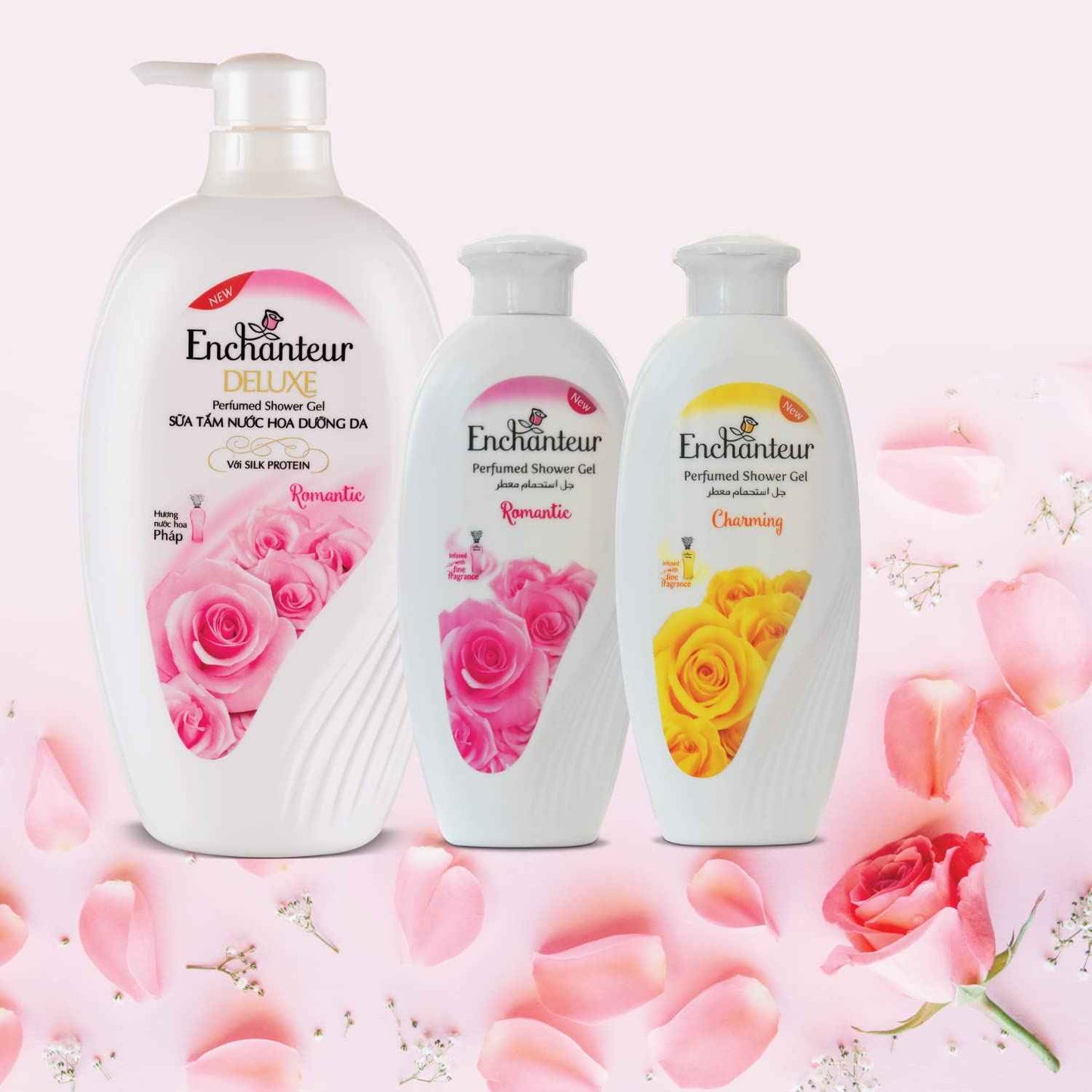 Enchanteur Romantic Perfumed Shower Gel for Women, 250g with Roses & Jasmine Extracts