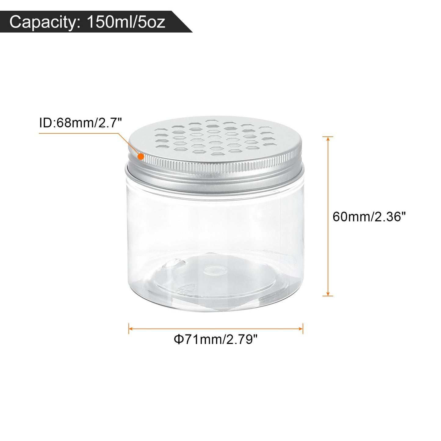 HARFINGTON 12 Pcs Empty Scent Beads Storage Container 5oz/150ml Air Freshener Tins Round Refillable Spice Containers Plastic Jars Sample for Travel Storage