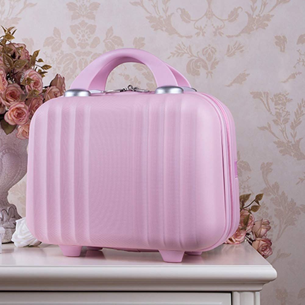 Exttlliy Mini Hard Shell Hard Travel Luggage Cosmetic Case, Small Portable Carrying Case Suitcase for Makeup (Pink)