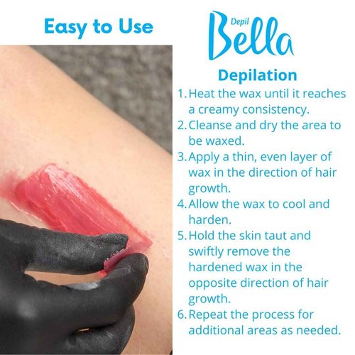 DEPIL BELLA Pink Hard Wax Beads 2.2 lbs for Hair Removal, High-Performance for Short and Resistant Hair, Vegan, Body and Face Wax Beads With Dragon Fruit Extract