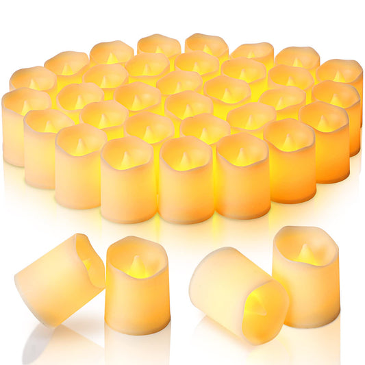 Roowest 100 Pcs Flameless Tea Lights Candles Battery Operated Flameless Candles Tealight Candles Electric LED Votive Candles Fake Candles with Yellow Light for Wedding Table Festival Anniversary