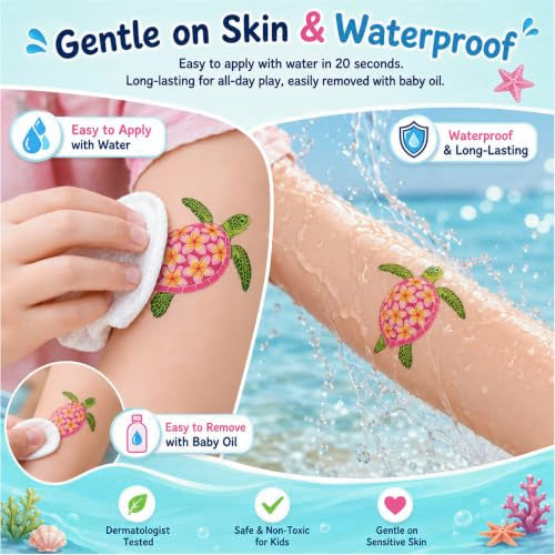 96 Ocean Turtle Temporary Tattoos for Kids - Party Favors