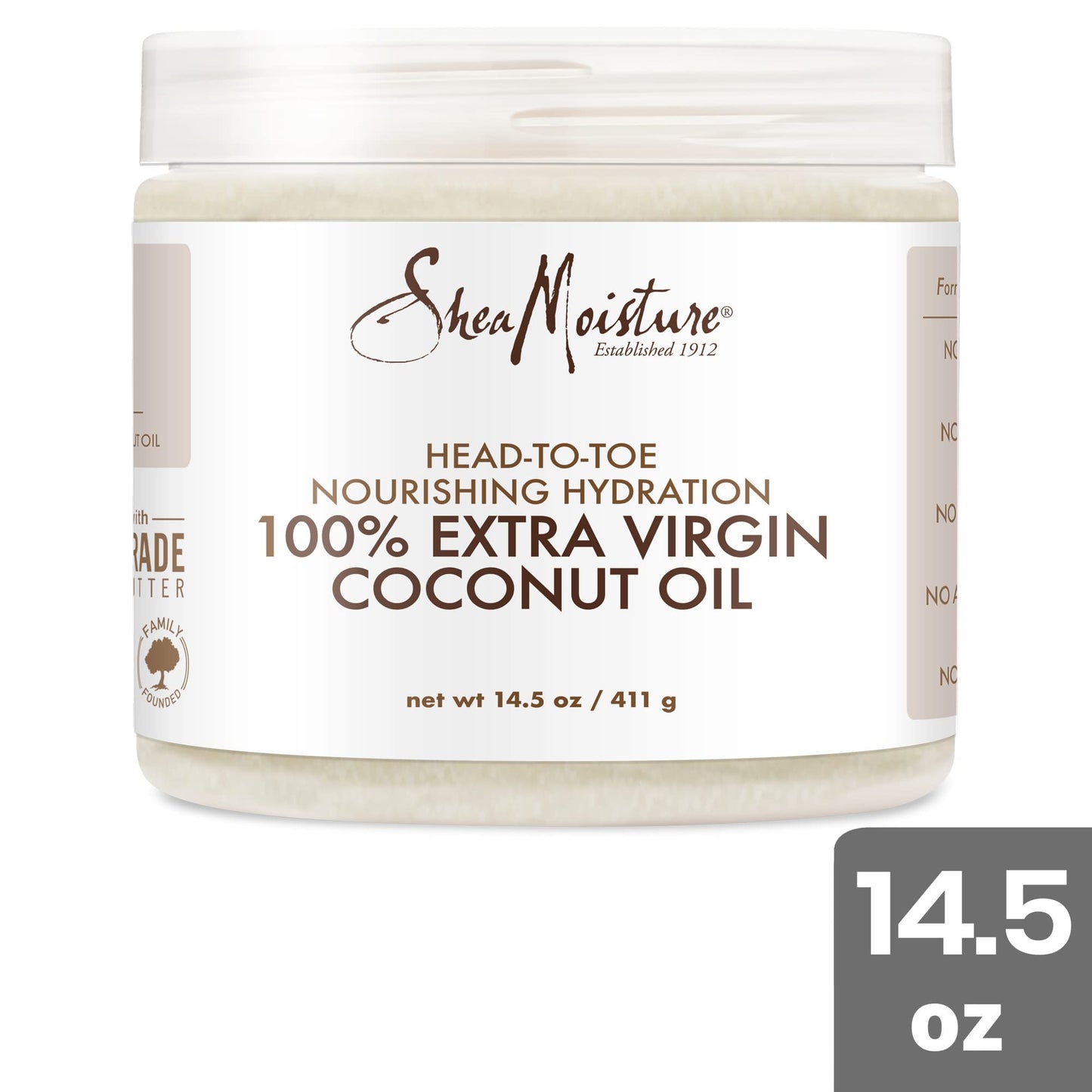 Shea Moisture Coconut Oil, 100% Extra Virgin Coconut Oil Skin Care, Pregnancy Moisturizer for Stretch Marks, Pure Coconut Oil Hair Care, Vitamin E, Coconut Oil Makeup Remover (Pack of 2-14.5 Oz Ea)