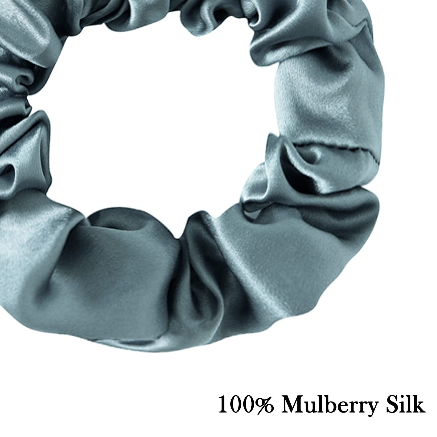 SOBONNY Mulberry Silk Hair Scrunchies, 3 Count, 100% Silk, No Damage for Frizz Prevention, Sleep and Night Scrunchie, Hair Accessories for Women (Black, Haze Blue, Rubber Red)