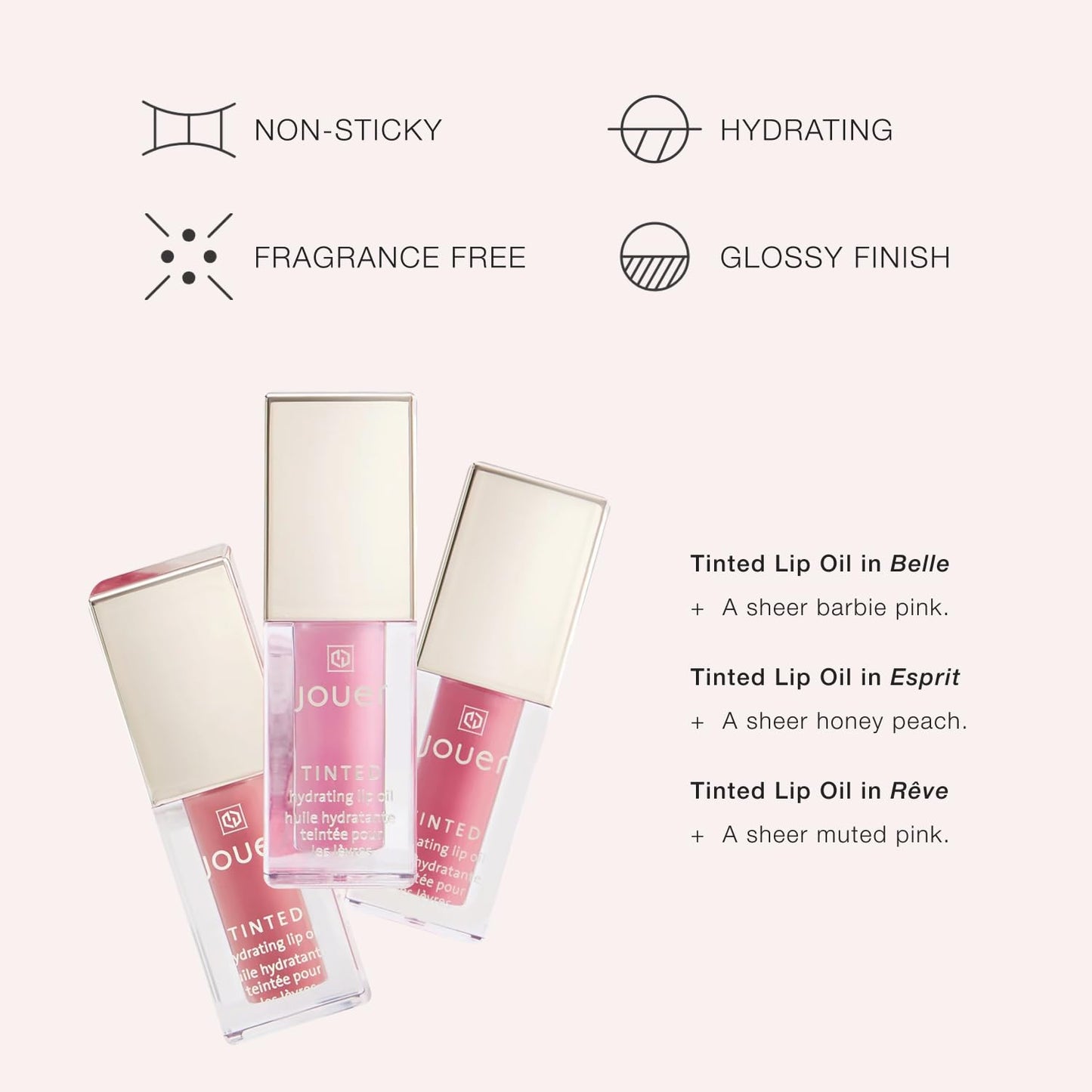 Jouer Bonnes Fêtes Deluxe Mini Lip Oil - Tinted Hydrating Lip Oil Gloss – Moisturizing Dry Lip Treatment Serum - Fragrance Free Tinted Lip Oil - Jojoba Seed Oil and Apricot Oil Formula - Valued at $42