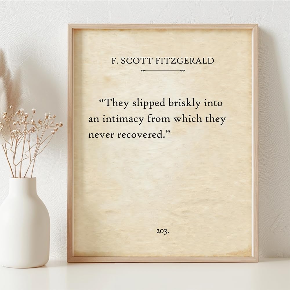 F. Scott Fitzgerald - They Slipped Briskly - 11x14 Framed Typography Book Page Print - Great Gift for Romantics, Book Lovers and English Teachers