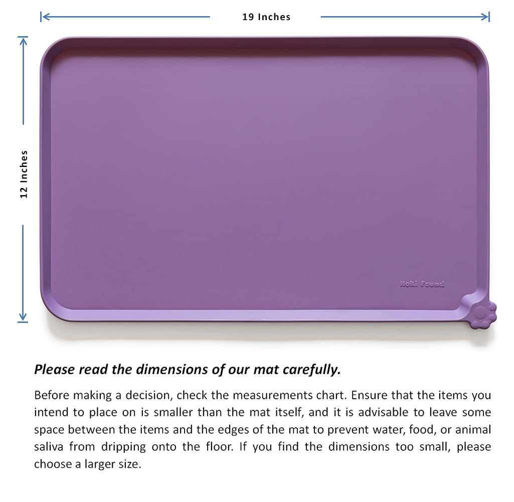 Hoki Found Silicone Pet Food Mats Tray - High-Lips Pet Dog Cat Bowl Mats - Dog Pet Cat Feeding Mat - Waterproof Dog Cat Food Mats -Pet Water Mats for floors - Amethyst