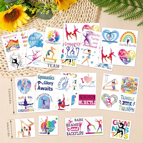 Konsait 96PCS Gymnastics Temporary Tattoos Party Favors
