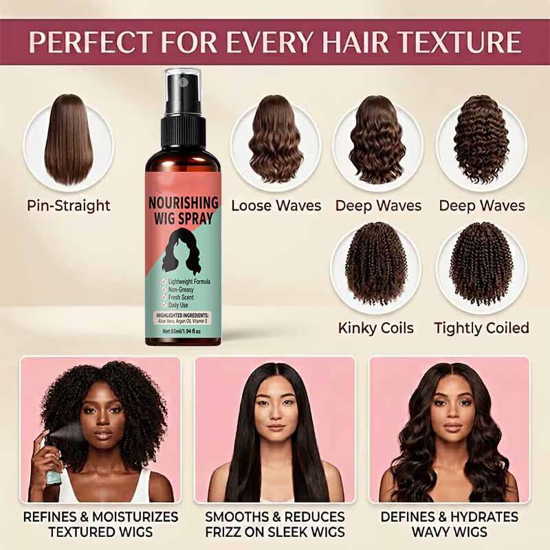 No-Rinse Wig Spray for Frizz Control & Shine - 55ml Leave-In Conditioner