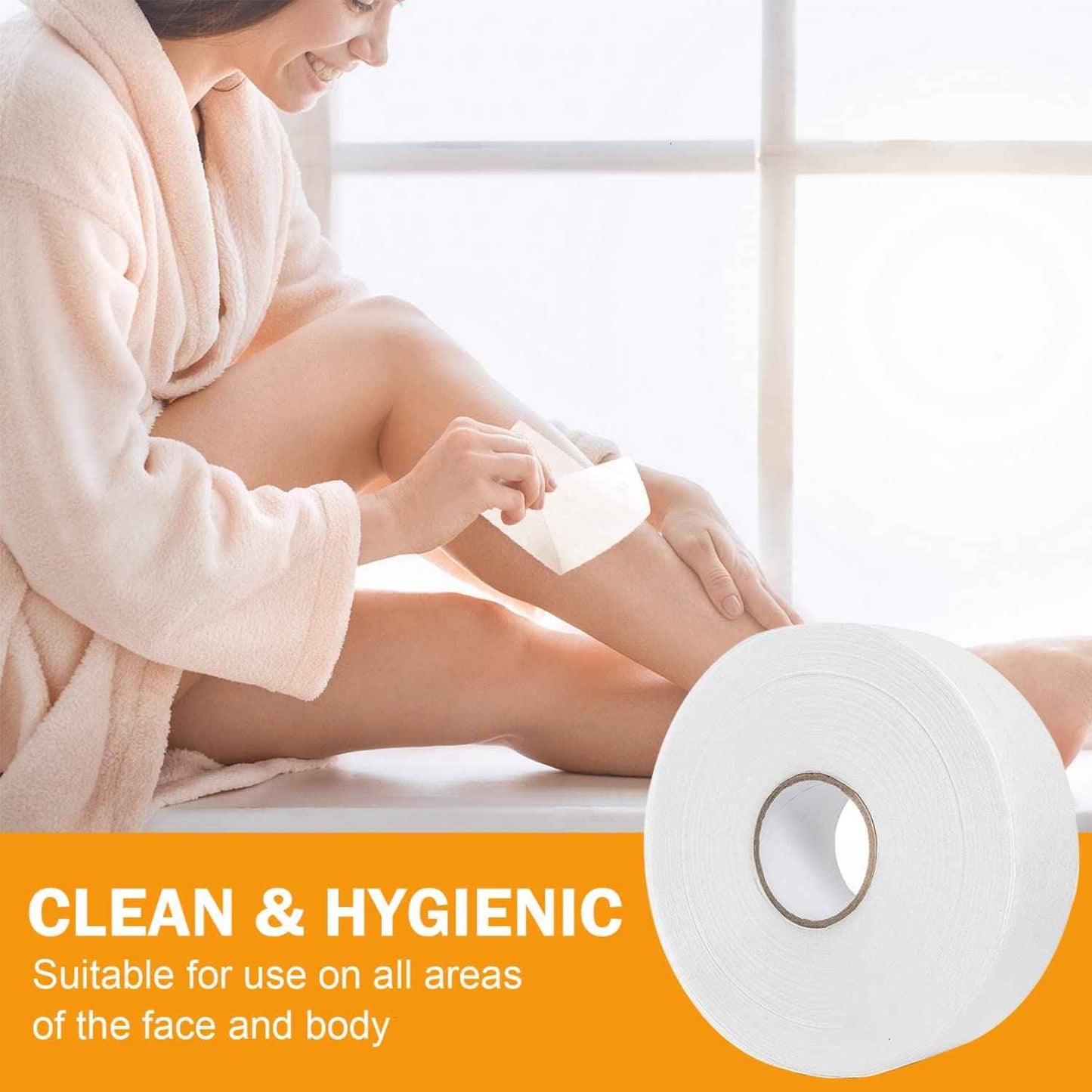 Vumdua 2PCS Non-woven Wax Strip Roll for Body and Facial Hair Removal, 2.76" X 100 Yards Tear-Resistant Waxing Paper for Eyebrow, Leg Removal, Salon Grade