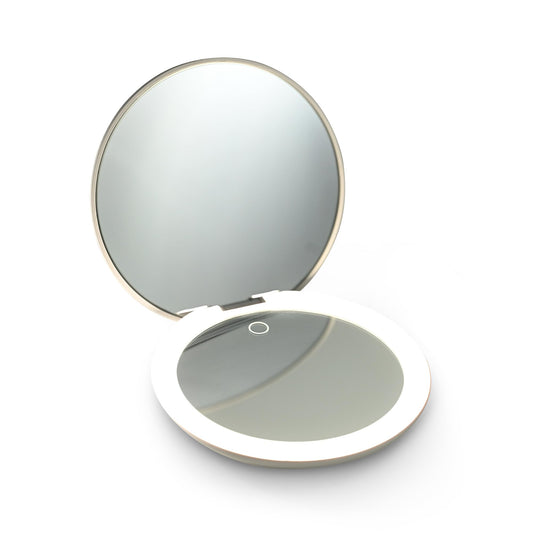 Ilios Lighting LED Compact Mirror with Light and 1x and 10x Magnifying Mirror in 5-inch mini Size Ideal for Trave