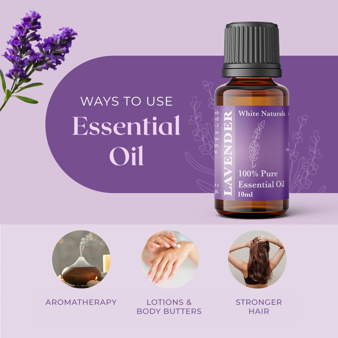 Premium Lavender Essential Oil - for Hair Skin and Nails -Organic Lavender Aromatherapy Oil for Diffusers Humidifiers and Linens Plus Natural Bath Oil for Home Spa Self Care