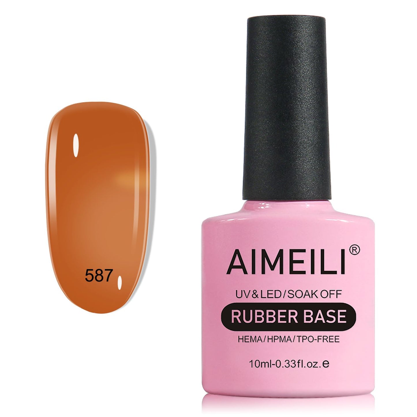 AIMEILI Rubber Base Gel For Nails, Soak Off U V LED Hema Free Clear Sheer Gel Nail Polish, 4 in 1 Nail Strengthen/Enhance/Base Coat/Color Gel Polish - (587) 10ml