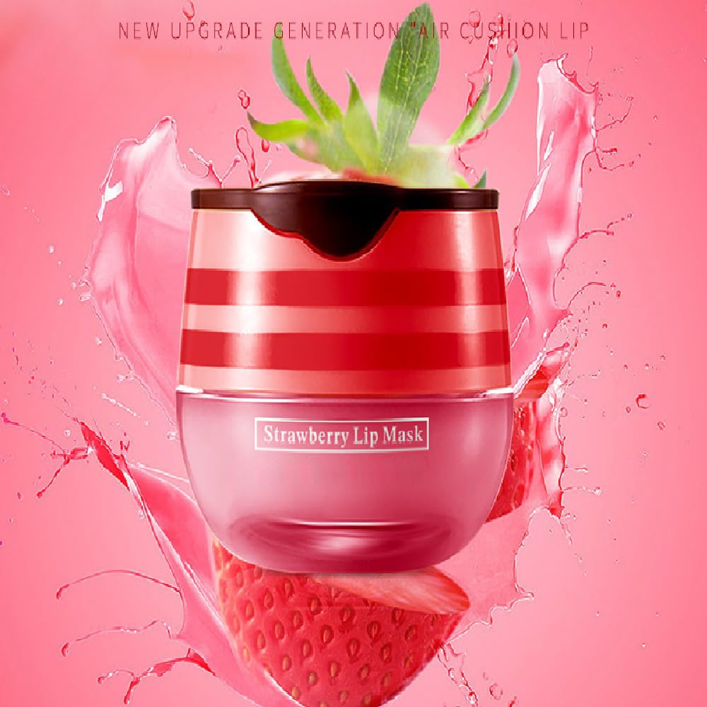 2 Pcs Lip Balm Honey Pot, Honey & Strawberry Hydrating Lip Mask, Reduces Lip Lines Prevention Dry and Cracked Lip Scrubs Exfoliator Honeypot Lip Balm. (Honey & Strawberry)