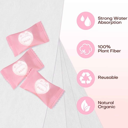 Fcaeon Disposable Face Towel 300 Count Instant Expansion Compressed Towel Tablets 9×7.5 Inch Washcloths for Women Compact Cloths Storage for Skincare Makeup Removal Facial Cleansing Gym Fitness (Pink)