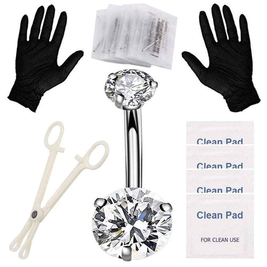 prgislew Belly Piercing Kit Piercing Kit Professional Navel Piercings Kits with 13G 14G Belly Button Ring Piercing Needles and Piercing Clamps for Belly Navel Ring Studs Piercing Set