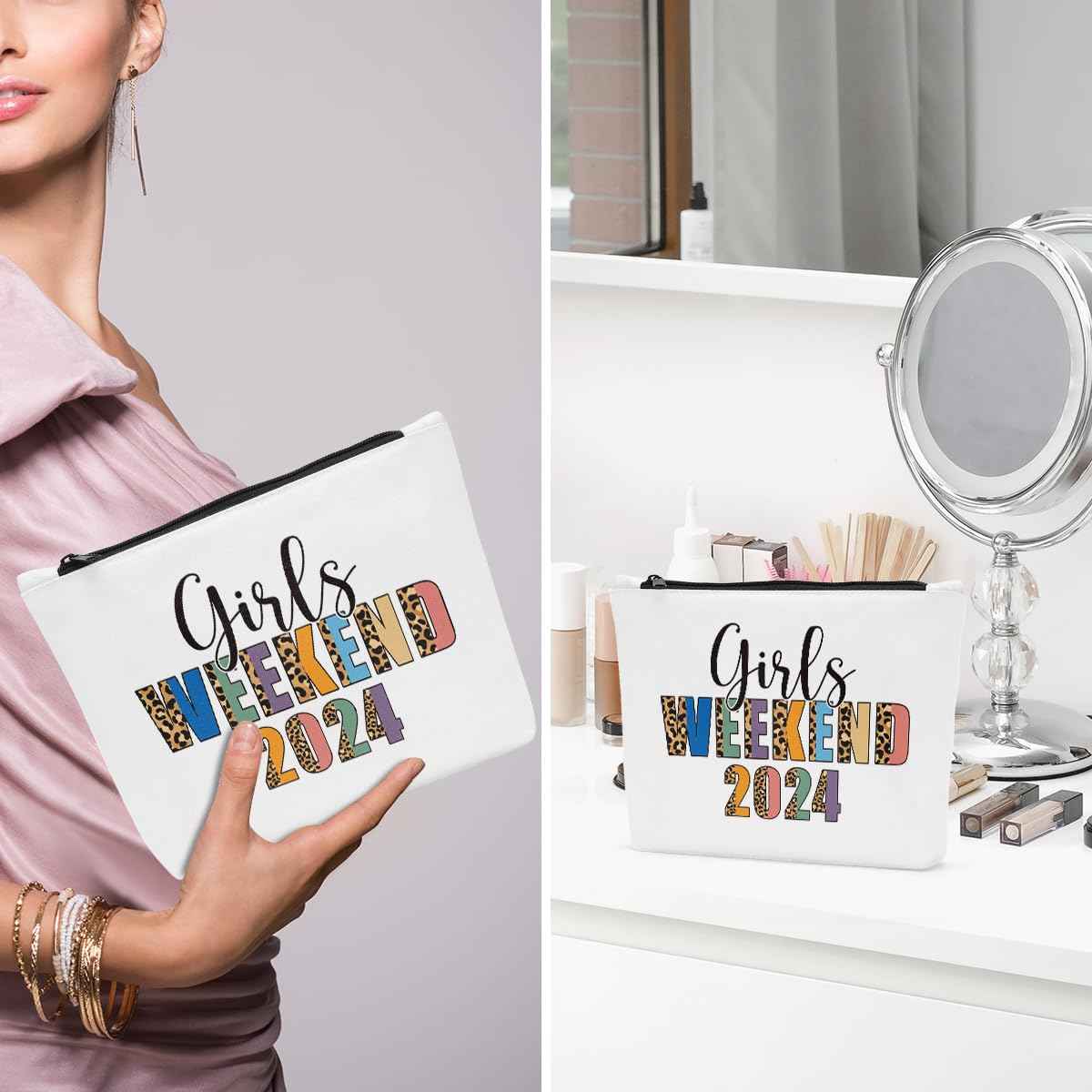 Sldpngo Funny Girls Weekend Gifts 2024 Travel Makeup Bag Girls Trip Gifts Favors Weekend Make Up Bag Travel Gifts for Women Her Girls Travel Cosmetic Bag for Travel Weekend Holiday Trip Vacation