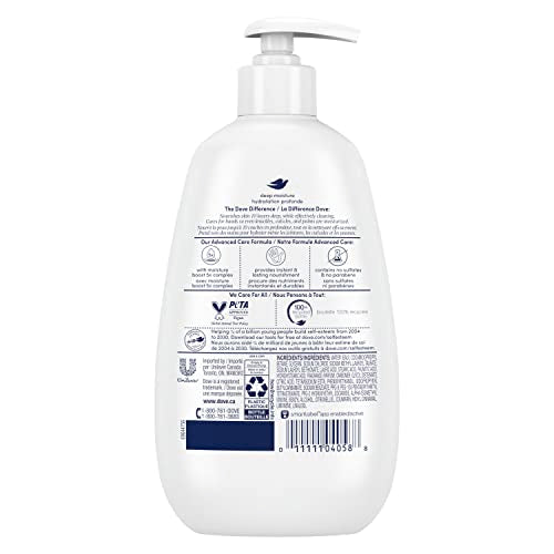 Dove Advanced Care Hand Wash Deep Moisture for Soft,Smooth Skin,More Moisturizers than the Leading Ordinary Hand Soap,12 oz,(Pack of 8)