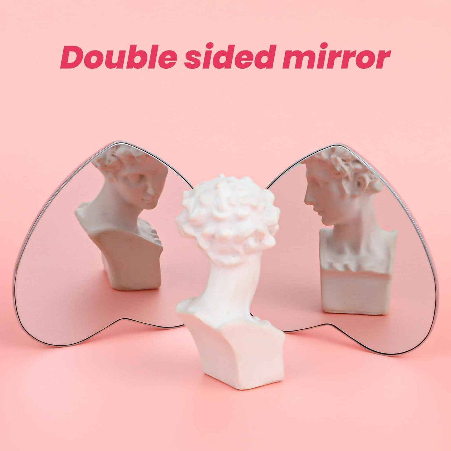 Dimeho Compact Mirror Travel Makeup Mirror Metal Pocket Cosmetic Mirrors Portable Handheld Beauty Mirror Folding Double-Sided Elegant Vanity Mirror for Men Women Purse(Silver-Heart Shaped)