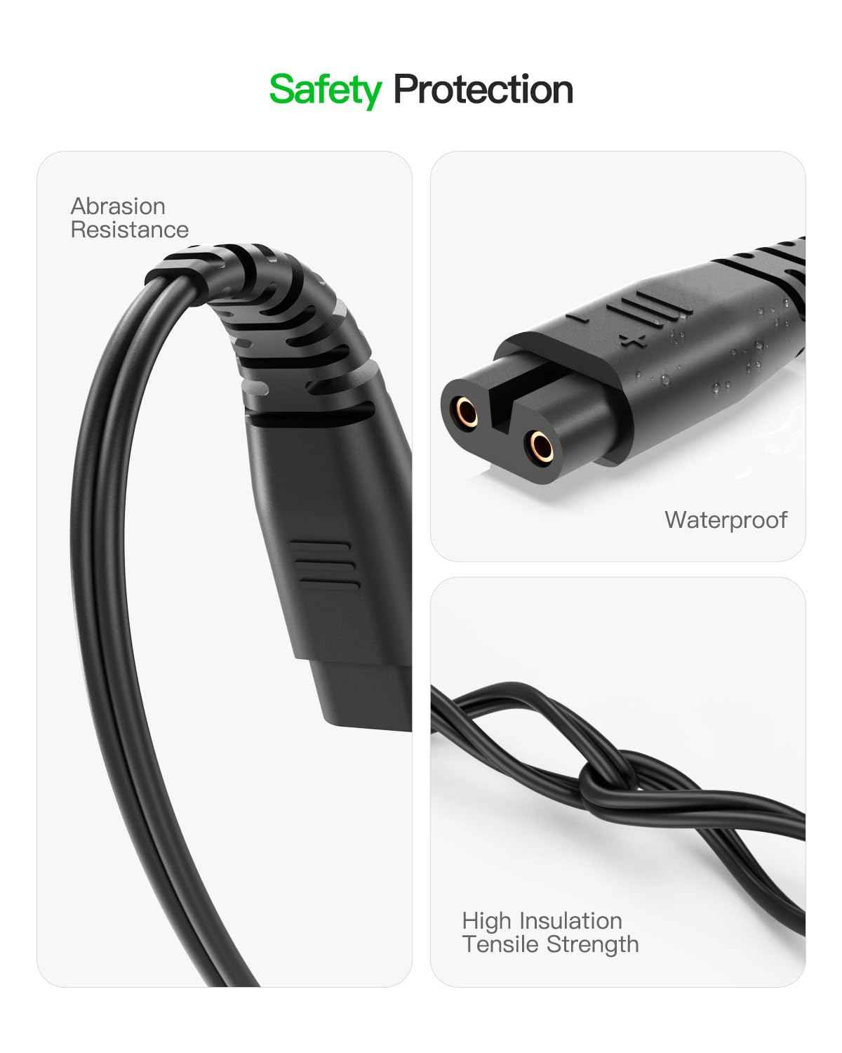 USB Charger Cable Fit for Hatteker-Cordless-Hair-Trimmer Pro Hair Clippers Beard Trimmer RFC-588 RFC-598 RFC-692 Shaver Razor Replacement Charging Power Cord