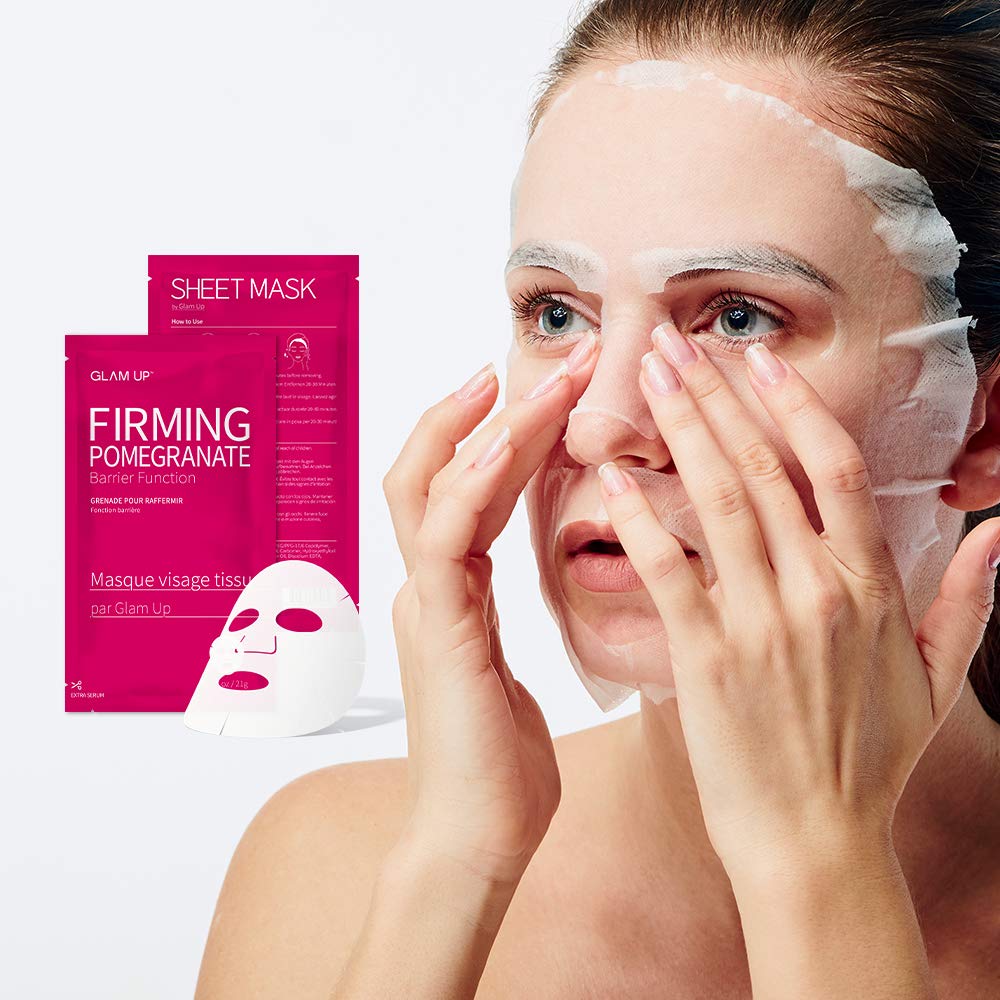 GLAM UP Sheet Mask Firming Pomegranate (10 sheets) - Strengthen Skin Barrier