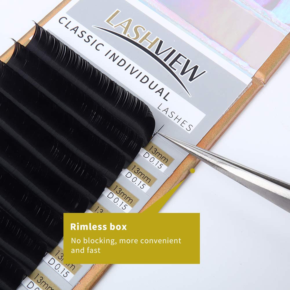 LASHVIEW Eyelash Extensions,Individual Lashes,Premium Single &Classic Lashes,0.15 Thickness C Curl 12mm,Natural Semi Permanent Eyelashes, Lashes,Soft Application-Friendly