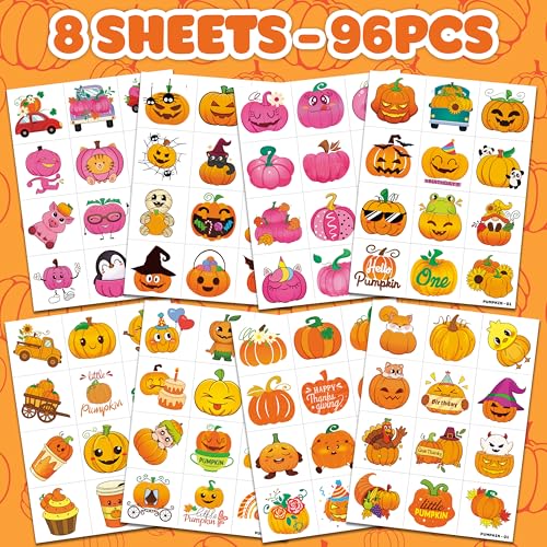 96 PCS Thanksgiving Fall Temporary Tattoos for Kids