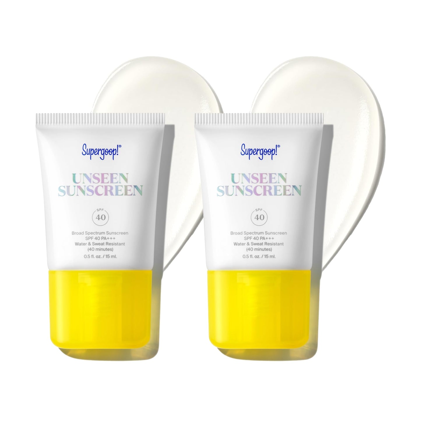 Supergoop! Unseen Sunscreen - SPF 40 - Clear & Invisible Face Sunscreen + Broad Spectrum + Makeup-Gripping Primer - Weightless, Scentless, Oil Free - For All Skin Types & Tones - 0.5 fl oz, 2 Pack