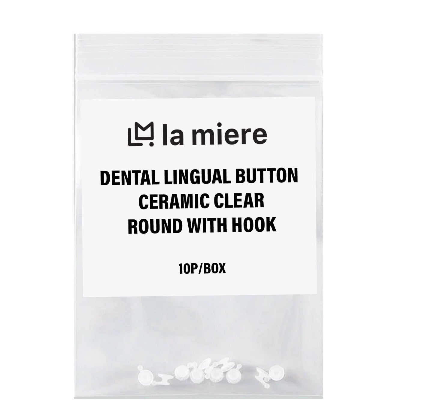LA MIERE 10Pcs Dental Orthodontic Lingual Button Bondable Ceramic Clear Lingual Buttons with Hook