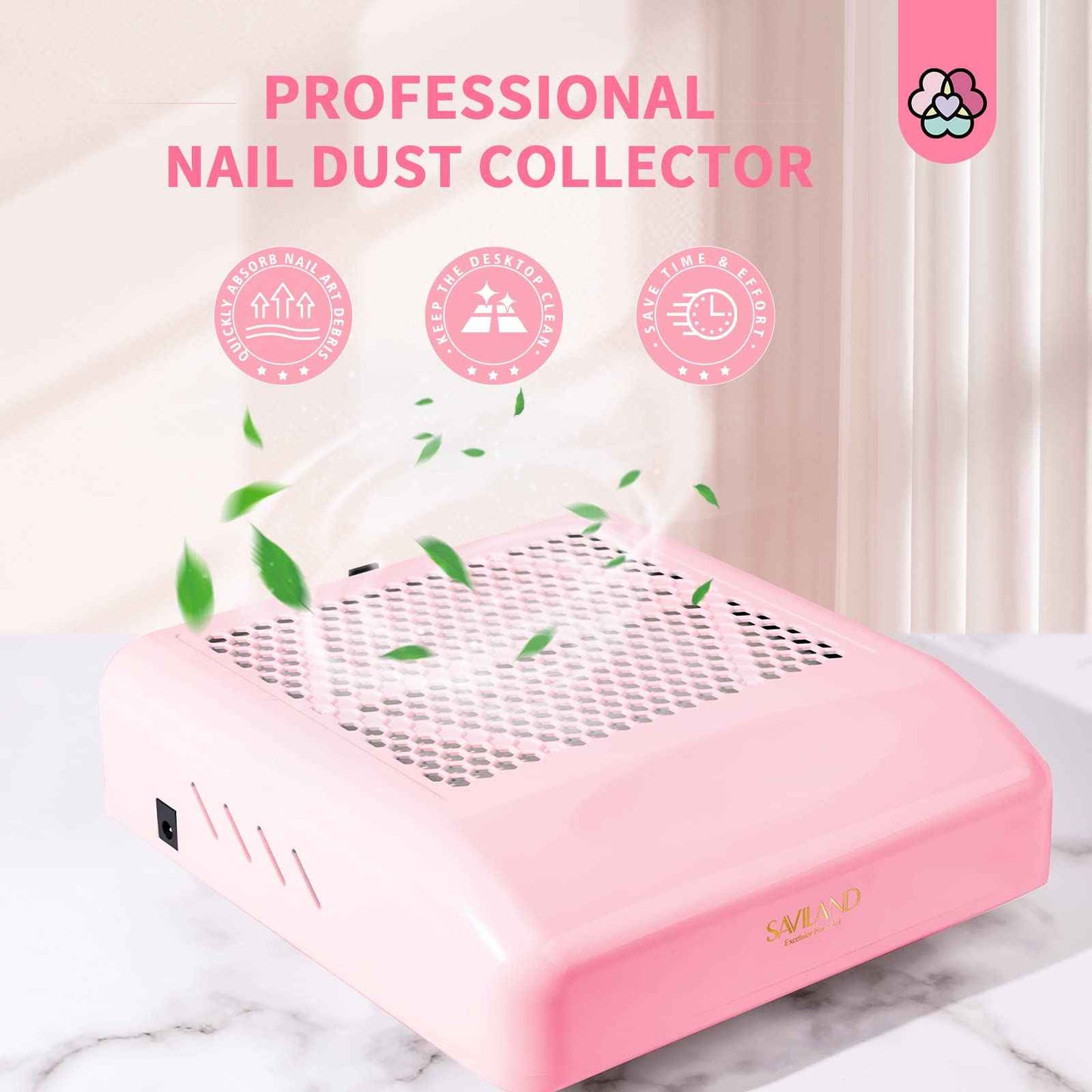 SAVILAND 80W Nail Dust Collector: New Pro - Superior Vacuum Machine Ultimate Upgrade Dust Collector Nail Tech Enhanced Quiet & Clean Efficiency Nail Salon or Home DIY Manicure Beginners Friendly