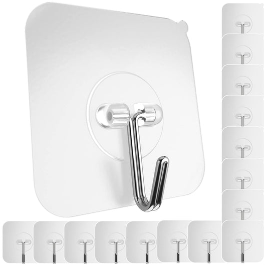 GLUIT Adhesive Hooks and Wall Hangers for Hanging Heavy Duty 22 lbs - Robe Towel Hooks, Waterproof Adhesive Wall Hooks for Home, Bathroom, Kitchen, Office, and Outdoor, 20 Pack