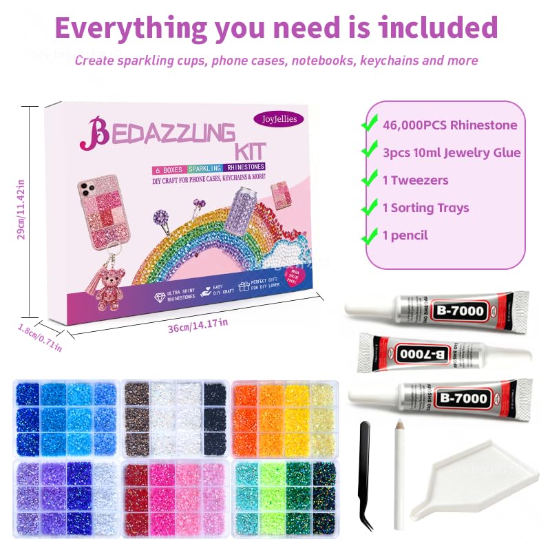 6 Boxes Rhinestone Kit - 56000pcs 3mm Flatback with Glue & Tools