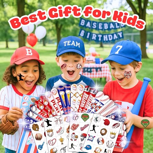 Baseball Party Set - 72 Piece Favor Bundle with Tattoos & Slap Bracelets