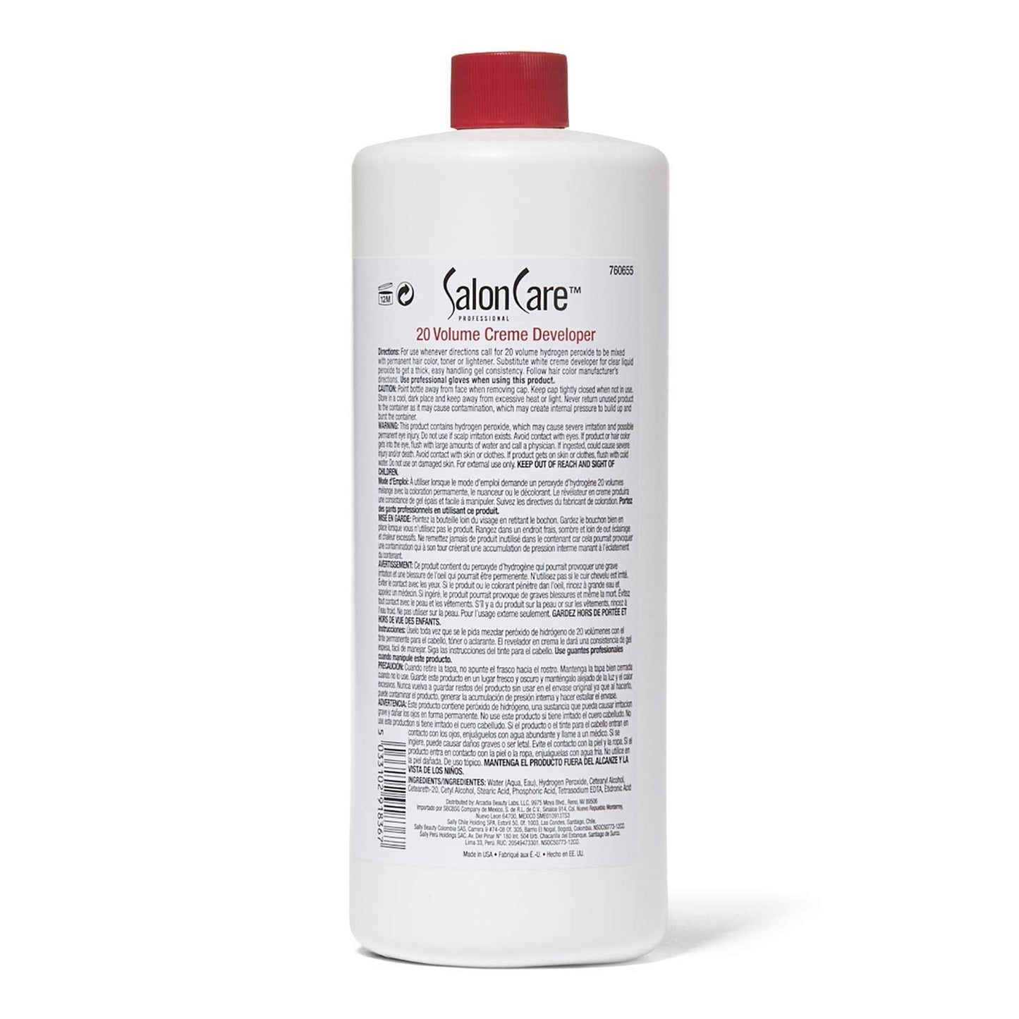 Salon Care 20 Volume Creme Developer, Regular Lift Formula, 32 oz.