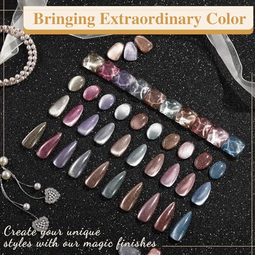 ABAC 10 Colors Cat Eye Gel Nail Polish Set with Magnet Pink Blue Purple Glitter Gel nail Polish Kit Soak Off UV Led Nail Gel Gift for Women