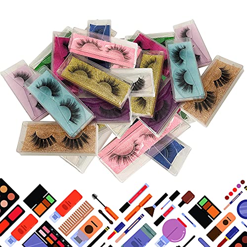 Lashes Bulk Christmas Gifts Mikiwi 30 Pack Eyelashes, 12-20mm 5D Fake Mink Eyelashes Wholesale, Fluffy Natural Volume Eye Lashes, Individual Package Faux Mink Lashes Wholesale