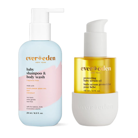 Evereden Baby Cradle Cap Care Bundle: Clean & Vegan Shampoo, Body Wash, Protecting Oil for Newborns - Great for the Whole Family