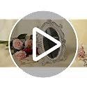 Nerien Vintage Oval Mirror with Stand, Pearl Floral Frame