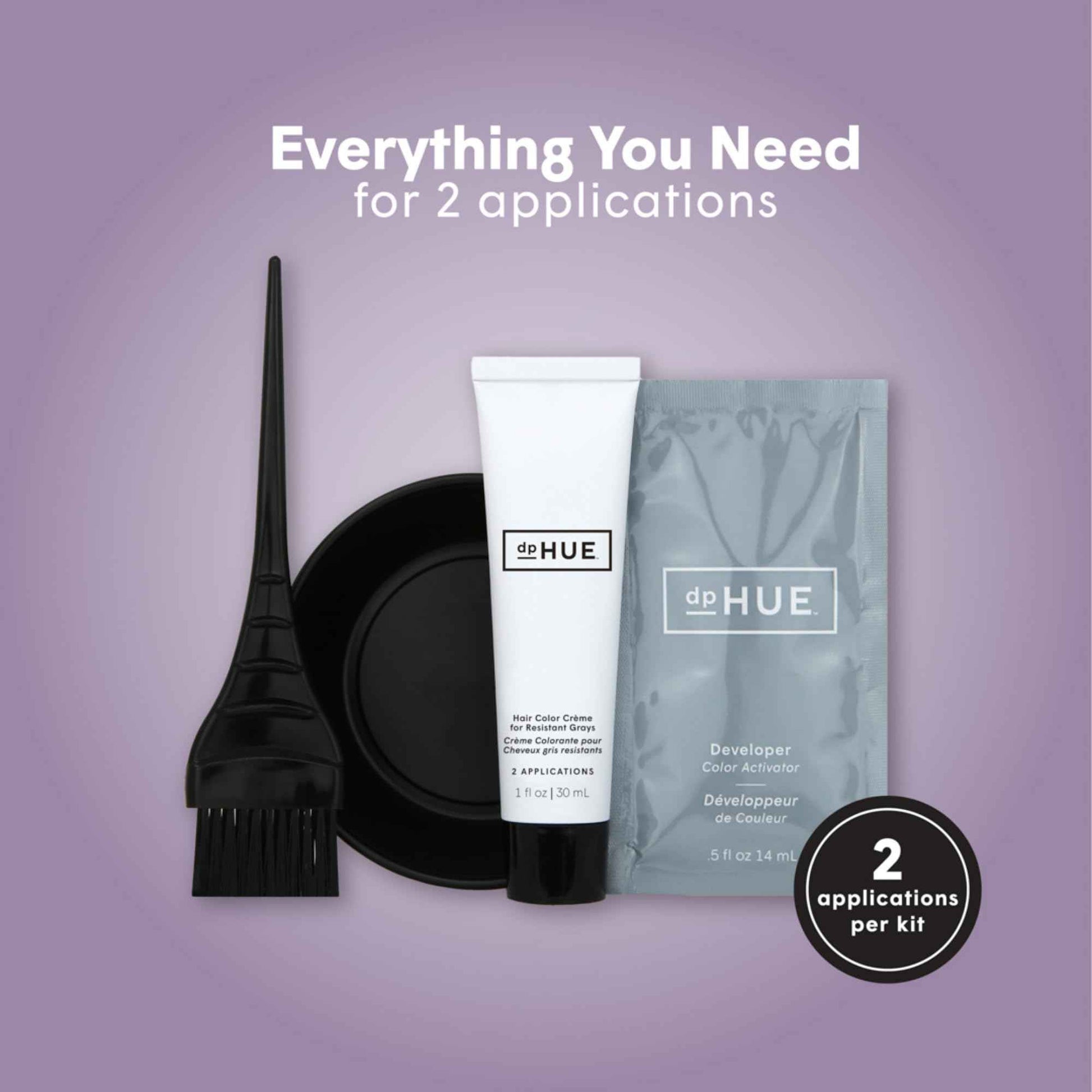 dpHUE Root Touch-Up Kit for Resistant Grays, Medium Brown - Permanently Cover Difficult, Stubborn Gray Hair - 2 Applications Included - Vegan & Leaping Bunny Certified