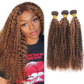 Kinky Curly Human Hair Bundles 22 24 26 inch Color 30