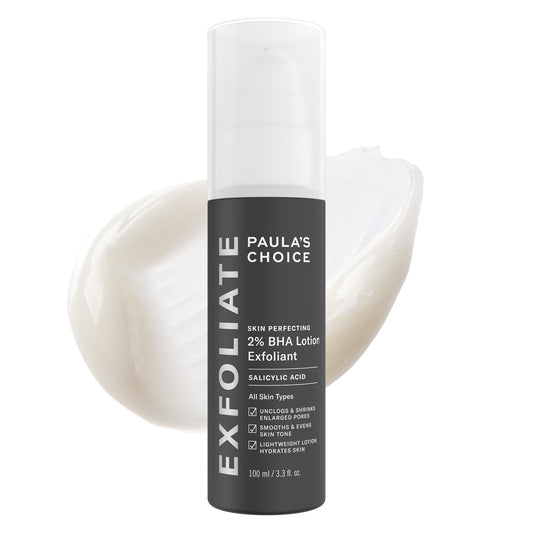 Paula's Choice SKIN PERFECTING 2% BHA Exfoliant Lotion, Salicylic Acid Exfoliant-Facial Exfoliator for Enlarged Pores, Wrinkles & Fine Lines, Suitable for Blackhead-Prone Skin, Fragrance-Free, 3.3 Oz.