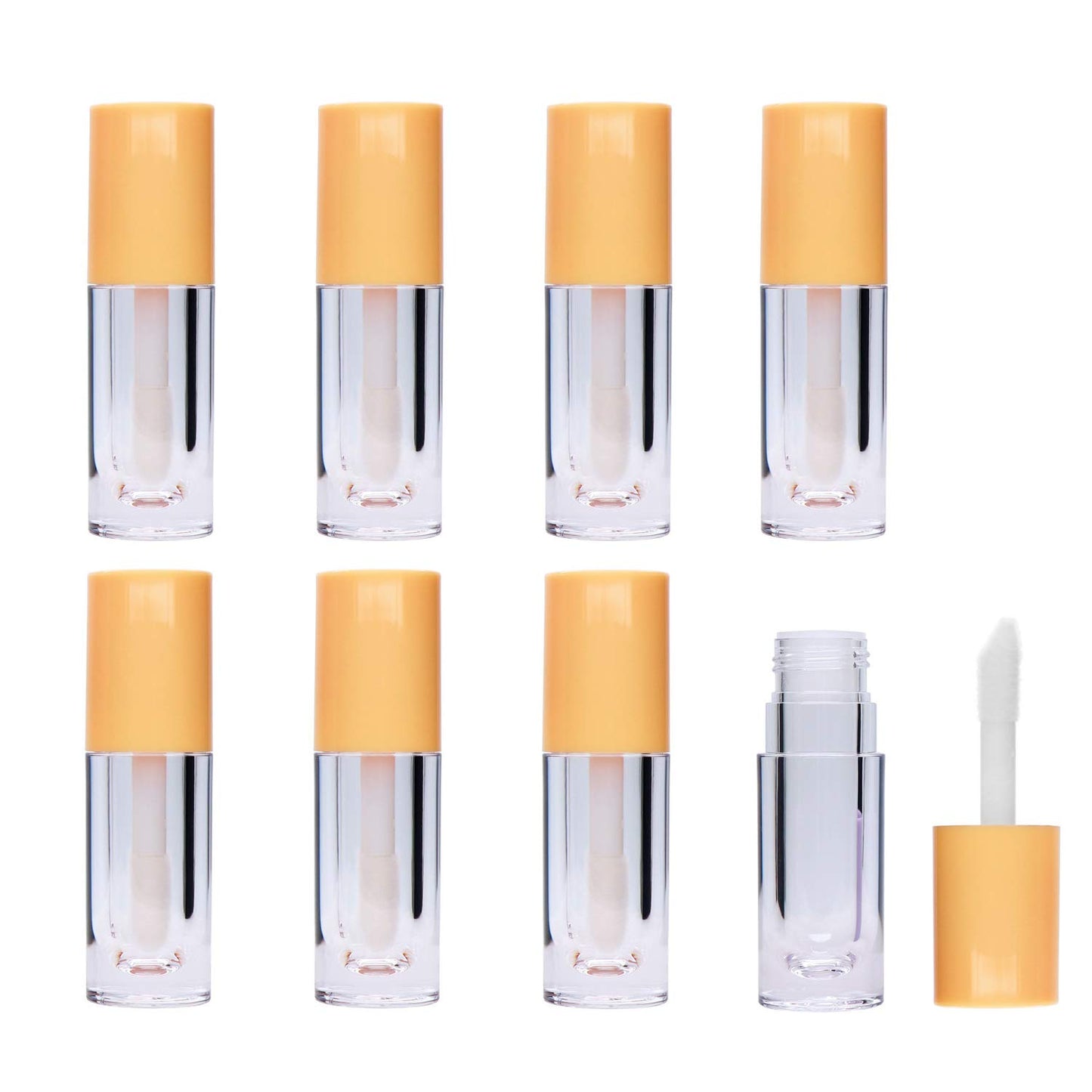 AJLTPA 8 Pieces Lip Gloss Tubes with Wand Empty, 6.5ml Refillable Lip Gloss Bottles Mini Lip Balm Bottles Transparent Lip Gloss Containers with Rubber Stoppers for DIY Lipgloss (yellow)