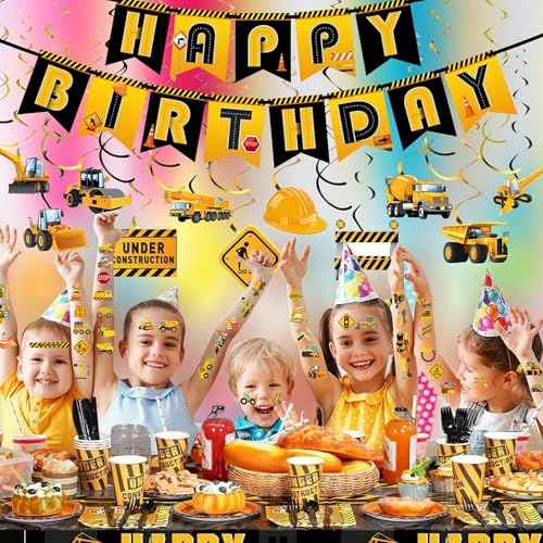 Cars and Trucks Temporary Tattoo for Kids - 50PCS Cars Construction Tractor Tattoos Party Birthday Decorations Excavator Construction Vehicle Tattoo Body Sticker for Kids Boys Girls Party Bag Filler
