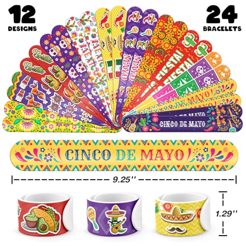 96 PCS Mexican Fiesta Party Favors ? 72 Glow & Regular Tattoos + 24 Slap Bracelets, Perfect for Cinco de Mayo, Birthdays & Cultural Celebrations