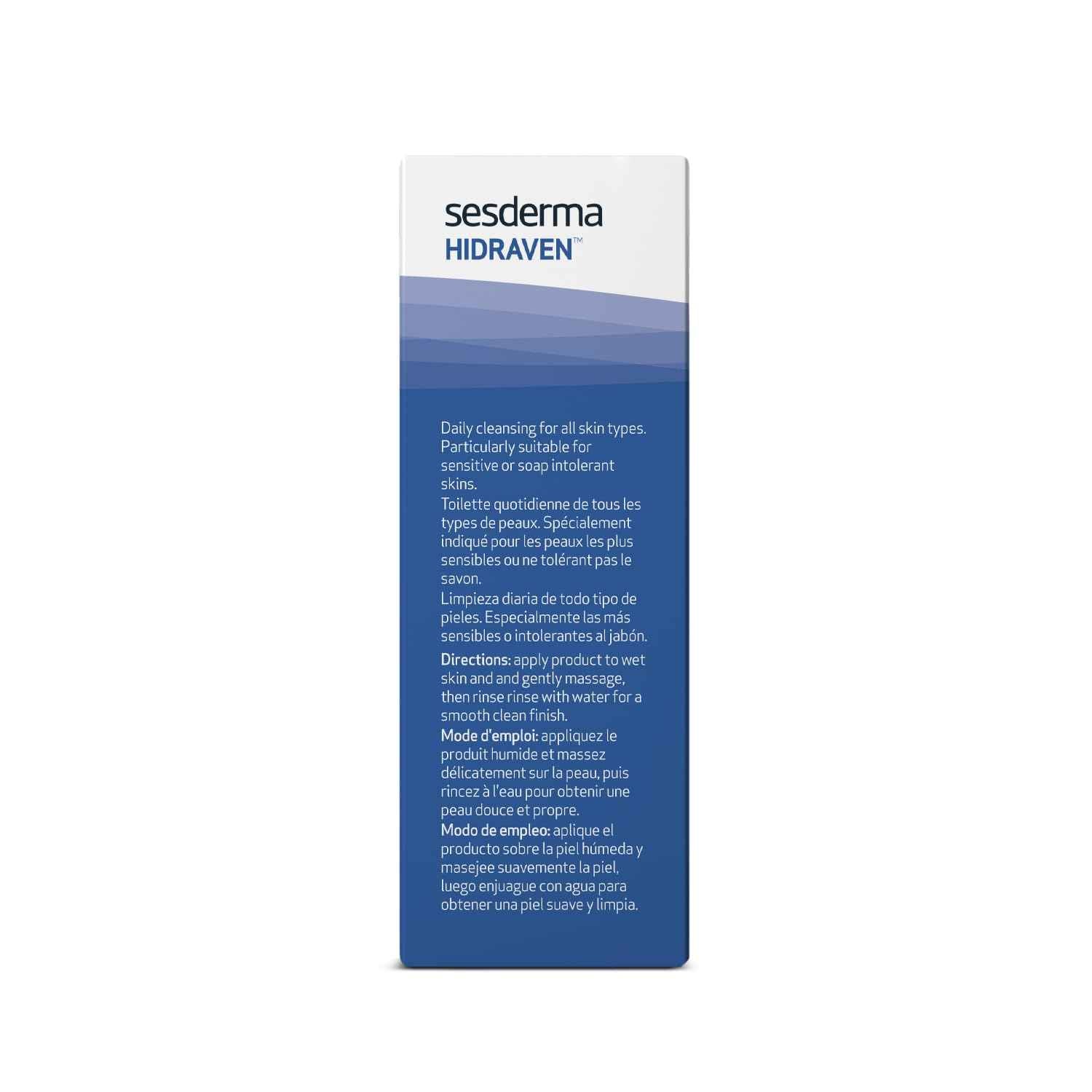 Sesderma HIDRAVEN Foamy Soap-Free Cream, Gentle Cleanser for Delicate Skin with Natural Plant Extracts, 10.2 fl oz