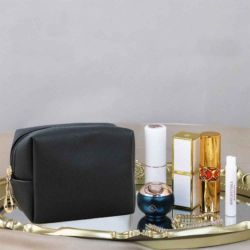 FFpaw Small Makeup Bag for Women, Mini Cosmetic Bag Capacity Travel Toiletry Bag Pouch for Purse Waterproof Small Makeup Organizer Bag Cute Makeup Brushes Storage Bag