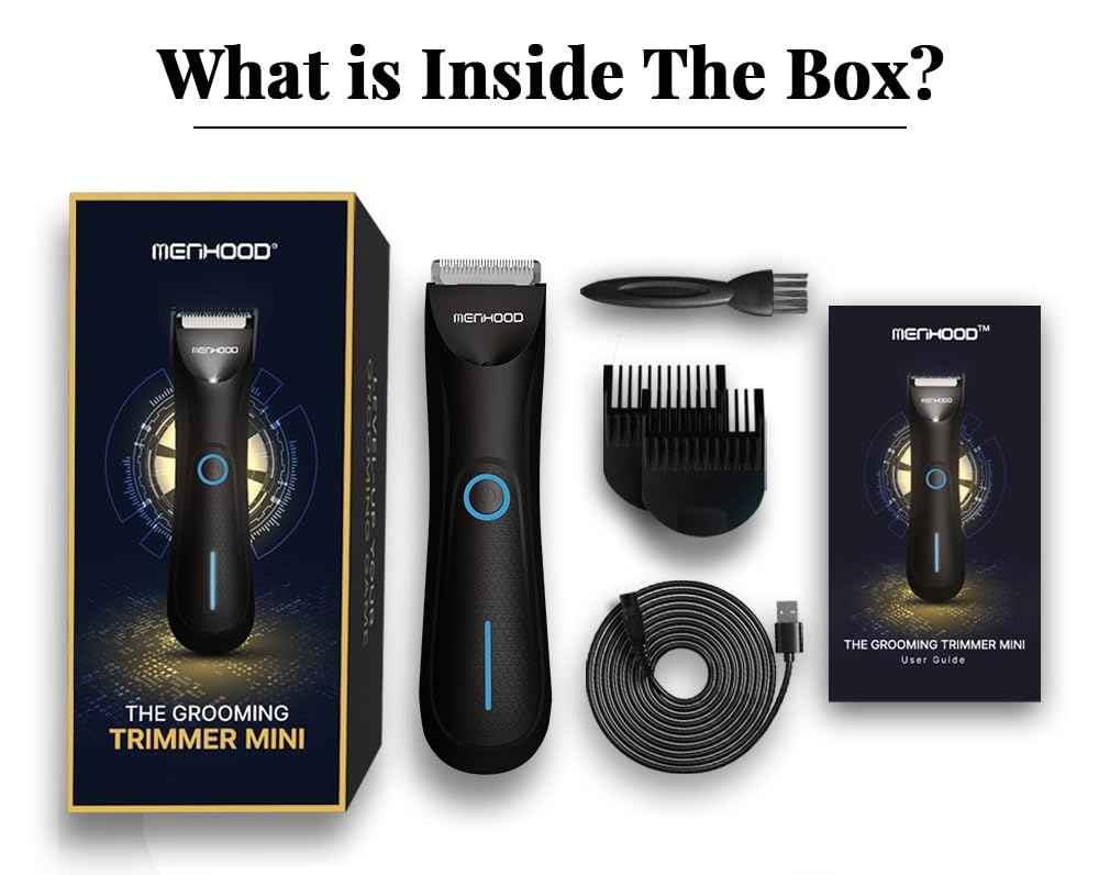 MENHOOD Ball Trimmer Mini – Groin & Body Shaver for Men with Skin-Friendly Ceramic Blade, IPX6 Waterproof Rating, No Snags or Cuts, 90-Minute Run Time