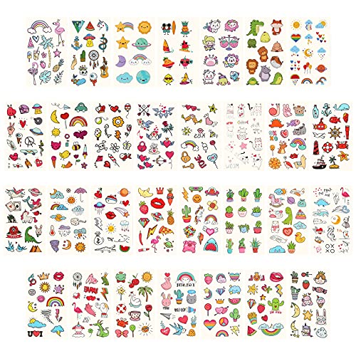 Metker Temporary Tattoos for Kids - 90 Sheets 1000+ Designs